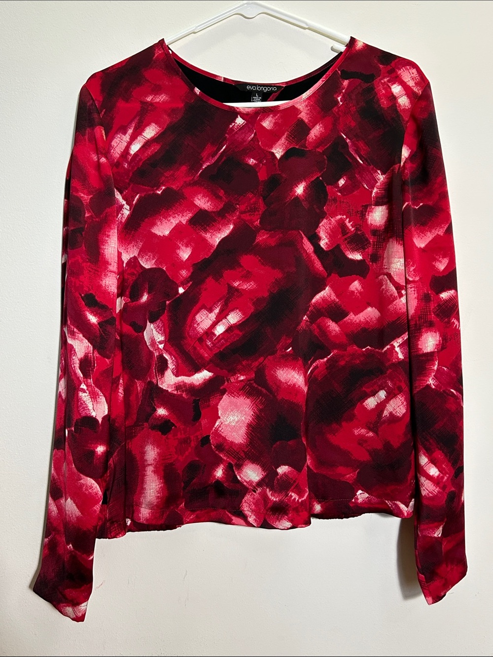 Evan Picone Red Abstract-Print Long Sleeve Tee